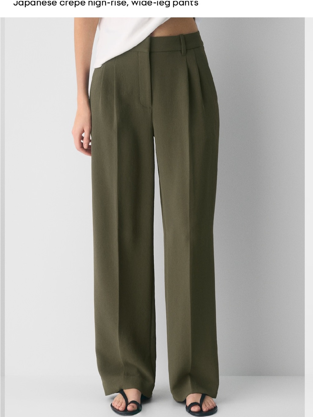 Aritzia effortless Wide-Leg High-Rise Trousers in dark Olive